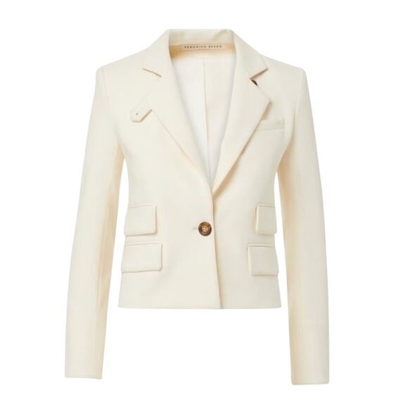 Veronica Beard Boon Ecru Cropped Blazer Jacket Size 8